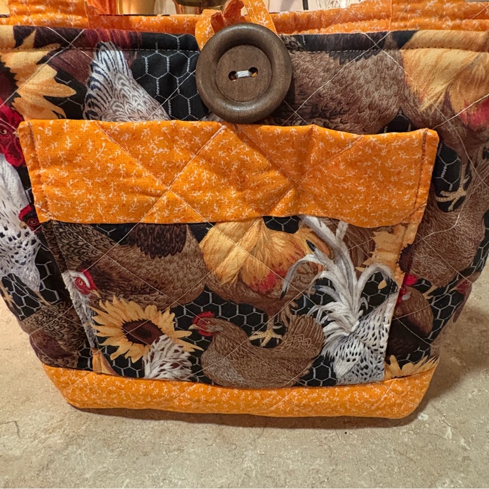 Handmade Rooster And Chicken Print Shoulder Bag - Picture 4 of 12